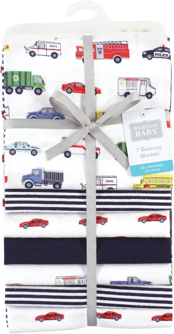 Hudson Baby Unisex Baby Cotton Poly Flannel Receiving Blankets Bundle, Going - Image 2