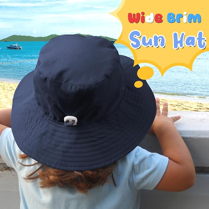 Baby Sun Hat Kids Summer Sun Protection Toddler Bucket Hat Wide Brim Adjustable - Image 6