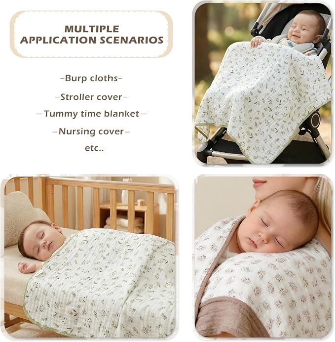REPRECONF Muslin Baby Blanket 2 Pack, 6 Layer Cotton Swaddle Blanket 43x43 | - Image 4