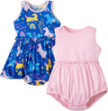 PATPAT Baby Girl Bamboo Viscose 2-Pack Romper & Dress | Color-Coded Snaps by PATPAT