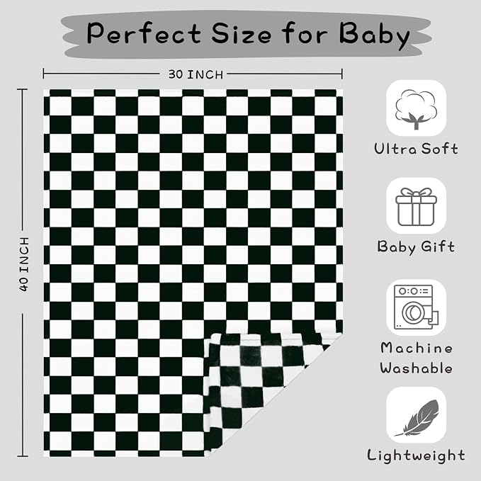 Yurhap Checkered Baby Blanket Fleece Baby Blankets - Image 4