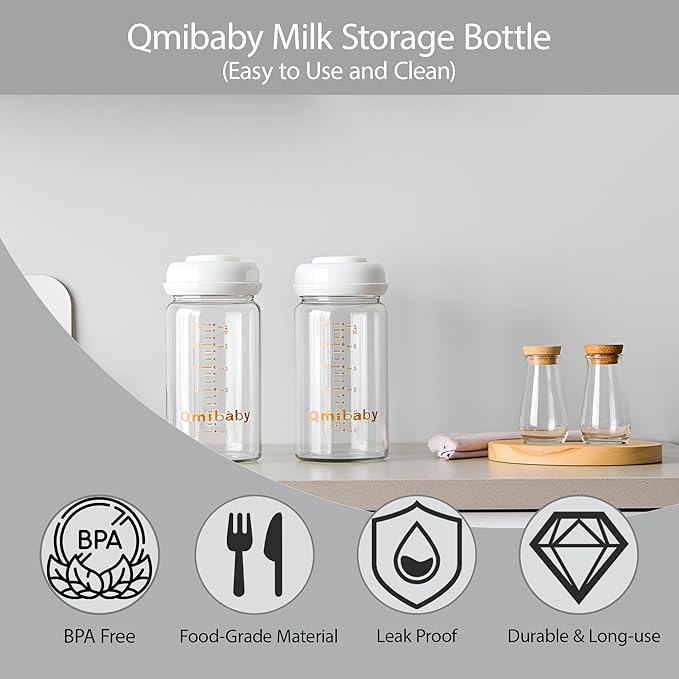 Breast Milk Storage Bottles 180ml 6oz BPA-Free Leak-Proof Baby Bottle for Breastmilk Storage Wide Neck Bottles with Screw Ring Sealing Disk Breastfeeding (Grey+Pink, 180ml-6Packs)