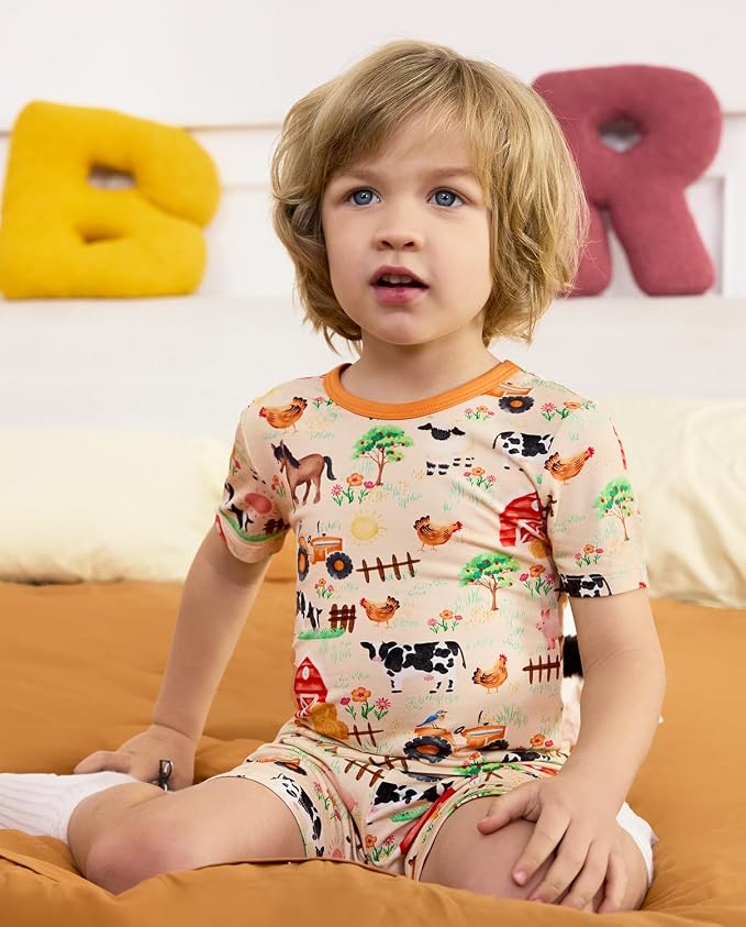 babee Reshinee Bamboo Viscose Toddler Boys Pajamas Set, Short Sleeve Kids - Image 8