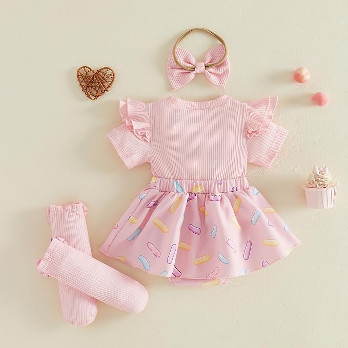 Giraropa Newborn Baby Girl Clothes Smocked Bubble Romper Dress + Socks + - Image 5