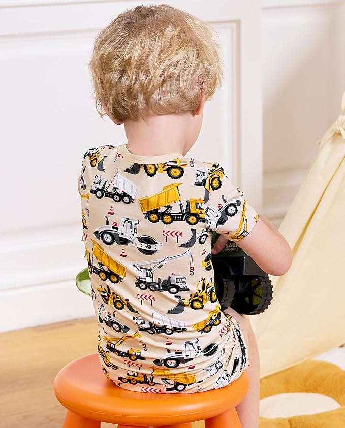 babee Reshinee Bamboo Viscose Toddler Boys Pajamas Set, Short Sleeve Kids - Image 5