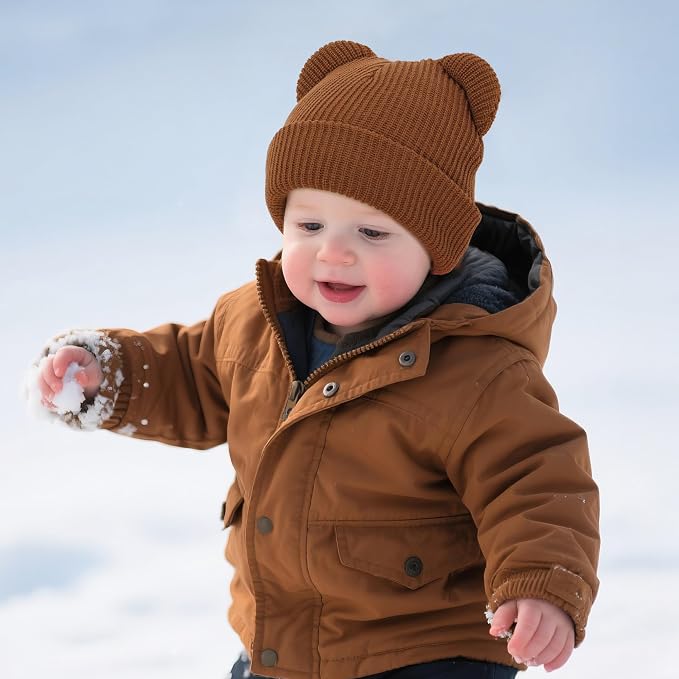 Baby Beanie Cute Toddler Winter Hat 3 Pack Soft Double Layers Knit Warm Cap - Image 8