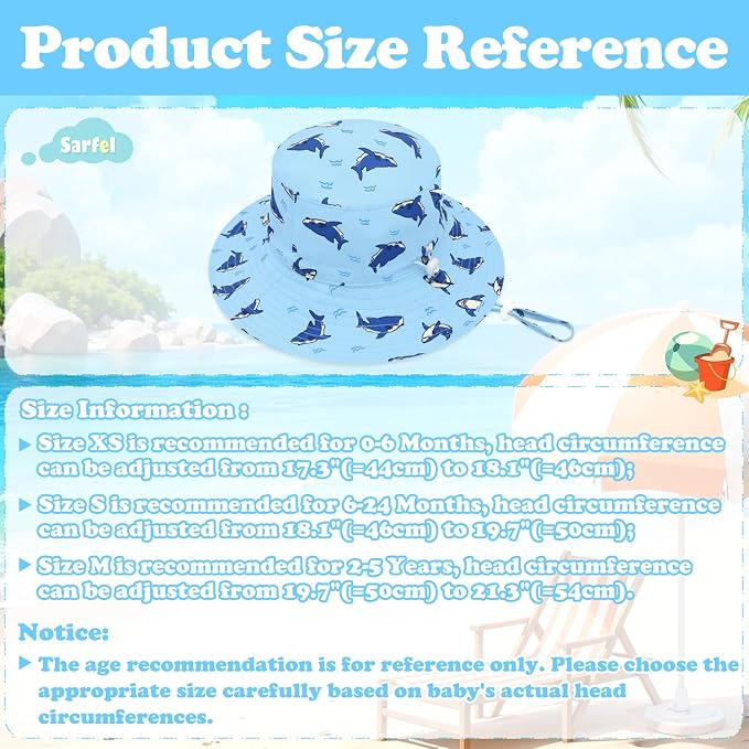 Sarfel Baby Sun Hat Summer Baby Boy Hats UPF 50+ Sun Protection Toddler Hat - Image 7