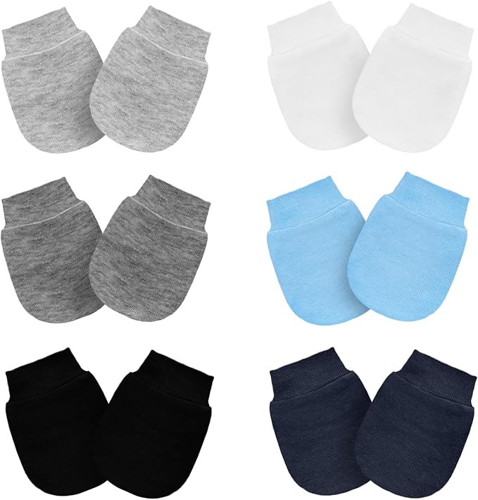 6 Pairs Baby Mittens No Scratch Mittens Infant Toddler Soft Gloves Essentials by Gvhntk
