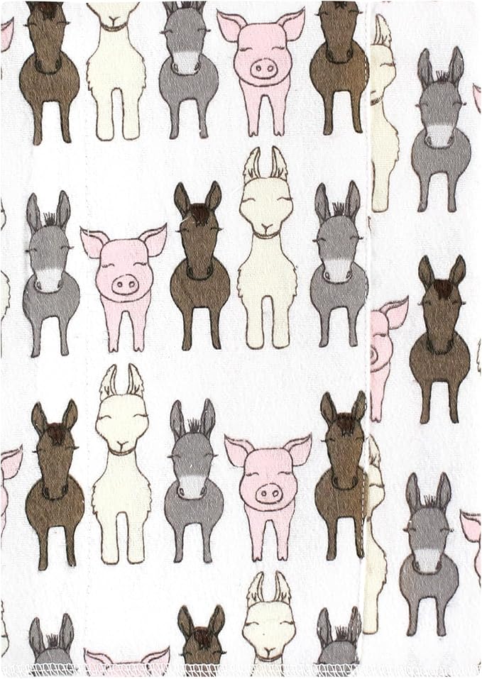 Luvable Friends Hudson Baby Flannel Burp Cloths 7pk, Barn Pals Pink - Image 2