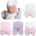Newborn Baby Girl Hats with Bow No Scratch Cotton Toddler Infant Hat Beanie by AQOKKA