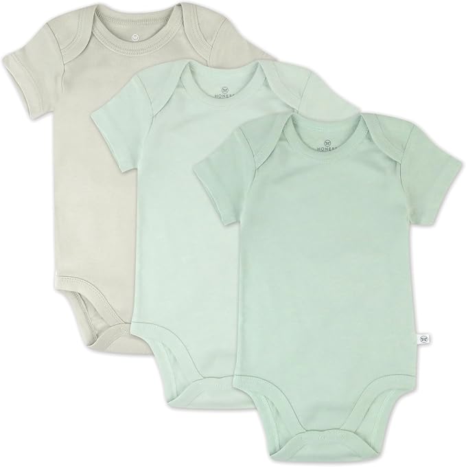 HonestBaby unisex-baby 3-pack Short Sleeve Bodysuits One-piece 100% Organic by HonestBaby
