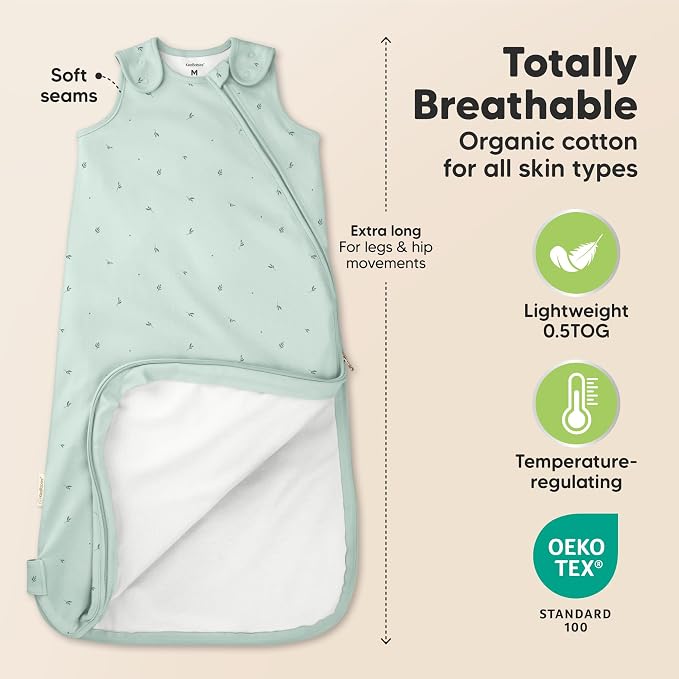 2-Pack Organic Baby Sleep Sacks, 100% Cotton 0.5TOG - Image 3