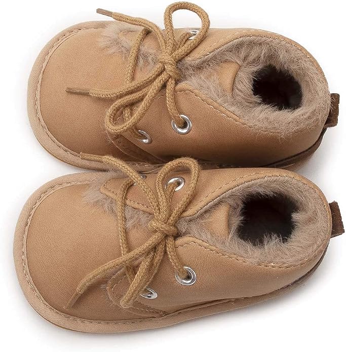 Baby Boys Girls Booties Fleece Anti-Slip Soft Sole Boots Toddler First Walker - Image 5