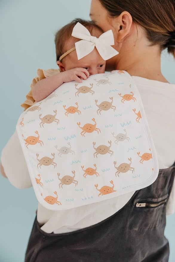 Copper Pearl Premium Baby Burp Cloths - 3-Pack Large Cotton Burp Cloths, Extra Soft Spit Up Rags with 3 Absorbent Layers, Perfect for Baby Boy Gifts (21" x 10" Size, Tide Set)
