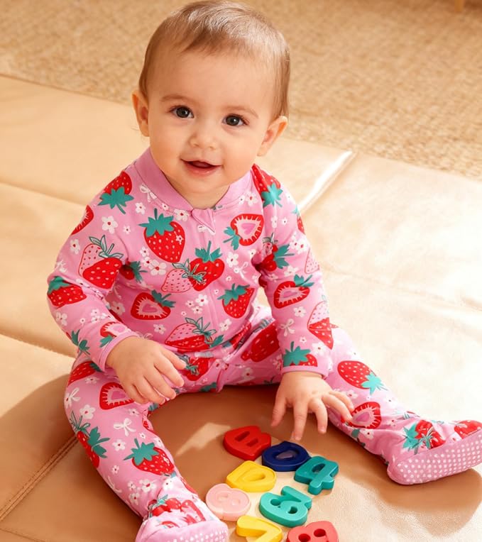uideazone Baby Girls Footed Pajamas, Zip Sleeper - Image 3