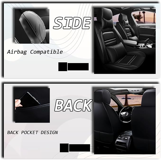 Car Seat Covers for Cadillac xt5 2017-2025 | 5-Seats Seat Covers, Waterproof Seat Protectors, Automotive Seat Covers (Full Set with Pillow,Black)