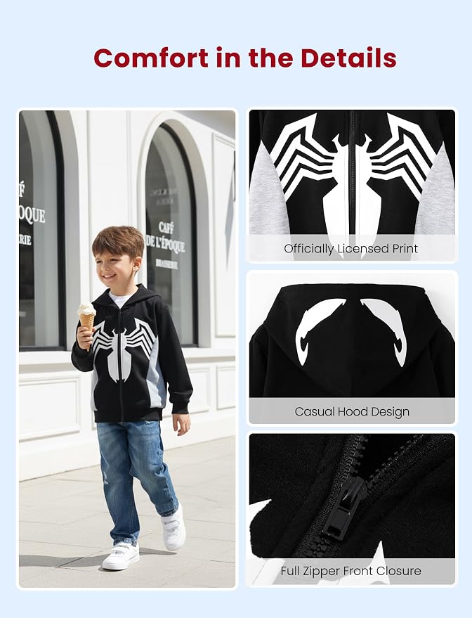 Marvel Zipper Hoodie Spiderman Hood Sweatshirt Hulk Cardigan Boy Girl 2-12Y | - Image 5