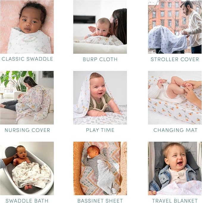 aden + anais Boutique Organic Swaddle Blanket 4-Pack – 100% Organic Cotton - Image 5
