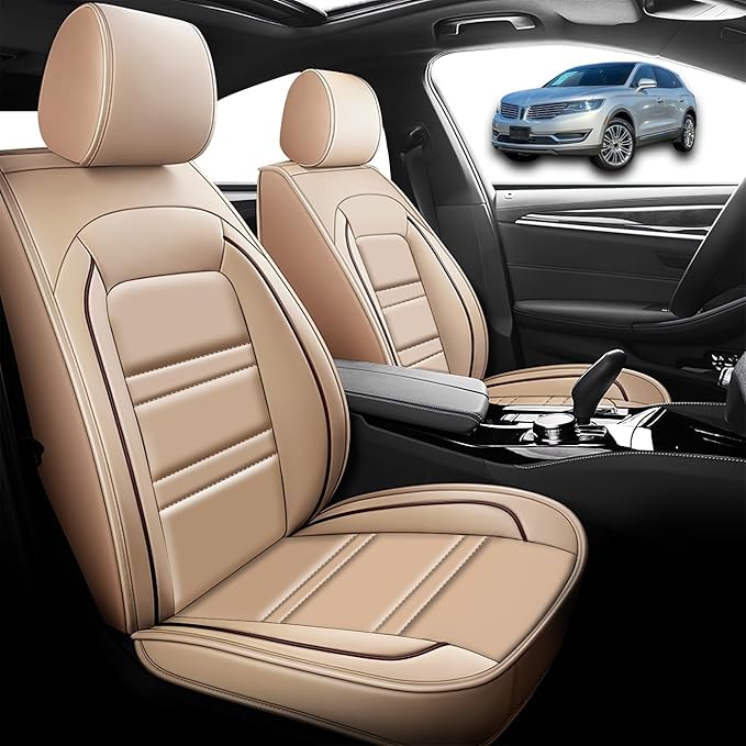 Seat Cover for Lincoln mkx 2007-2018 | Car Seat Covers Front Seats, Waterproof Seat Protectors, Automotive Front Seat Covers (Front Seat, Beige)