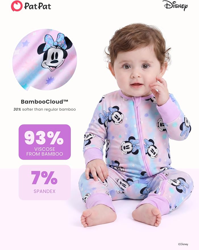 Disney Baby Viscose Made from Bamboo 2-Way Zipper Footie Outfit NB to Inf - Image 4