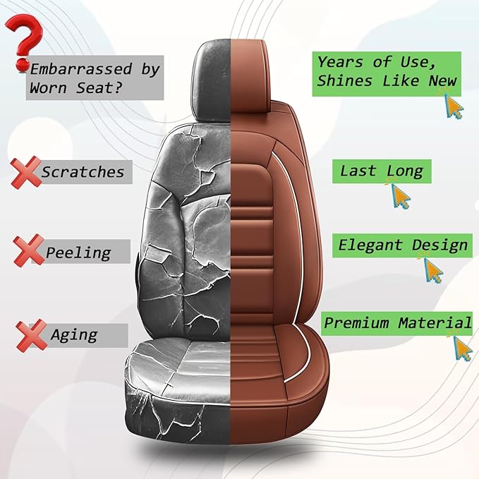 Seat Covers for Lexus Car gx460 2010-2023 | 5-Seats Leather Seat Covers, Easy to Install Automotive Seat Covers Full Set (Full Set, Coffee)