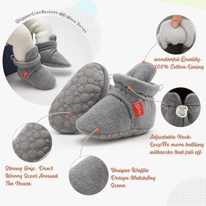 Infant Baby Boys Girls Cozy Fleece Booties Stay on Slippers Non Slip Soft - Image 5