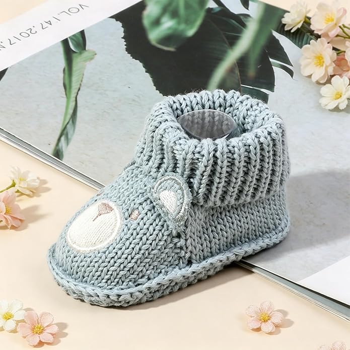 Newborn Baby Boy Girl Knit Booties Soft Sole Non-Slip First Walking Shoes | - Image 4