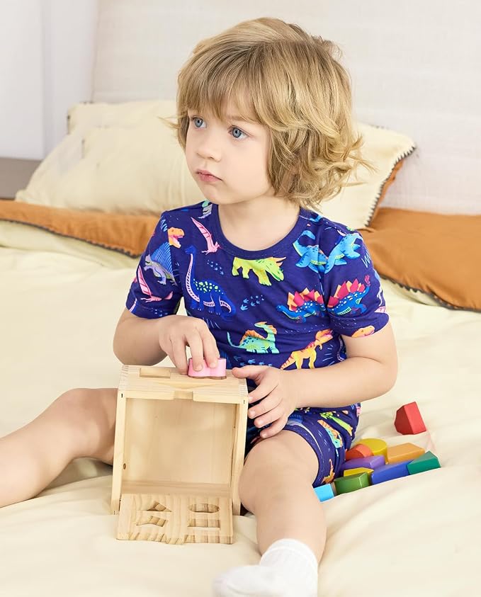 babee Reshinee Bamboo Viscose Toddler Boys Pajamas Set, Short Sleeve Kids - Image 8