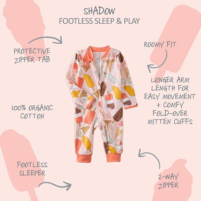 Butterblu Shadow Sleep & Play 100% Cotton Footless Two Way Zip Front PJs - Image 2