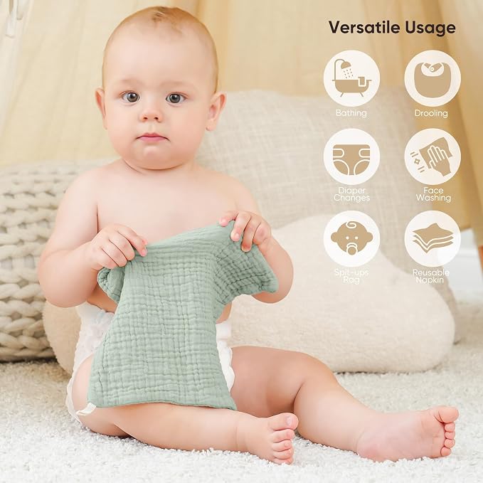 Bearmoss Muslin Burp Cloths 100% Cotton Cloths Baby Burp Cloths Muslin - Image 6