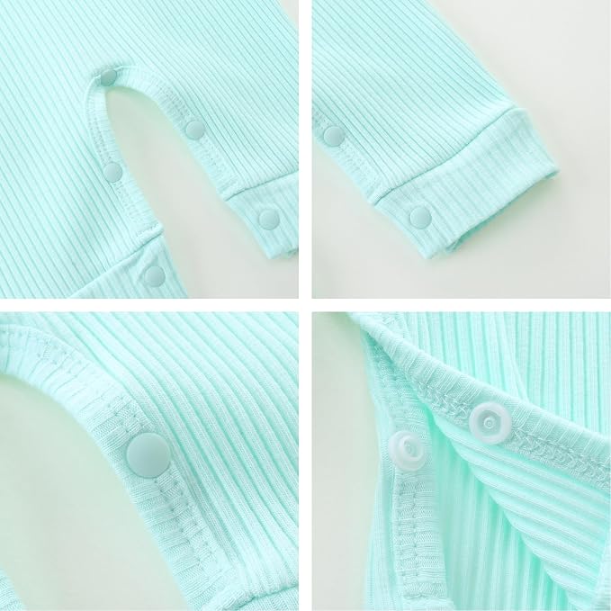 Baby Romper with Baby Mittens & Newborn Hats Footless Long Sleeve - Image 5