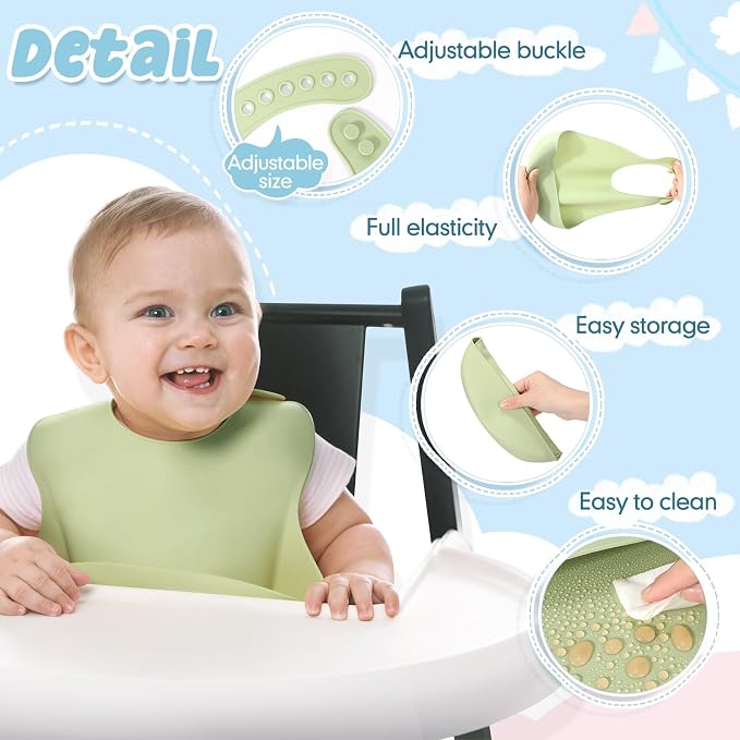 Mepase Silicone Bibs for Baby Waterproof Silicone Bib | Soft Food-grade Material - Image 3