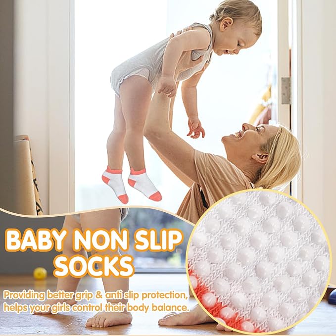 GRPSKCOS Non Slip Toddler Baby Socks 12 Pairs Anti Skid Ankle Socks - Image 3