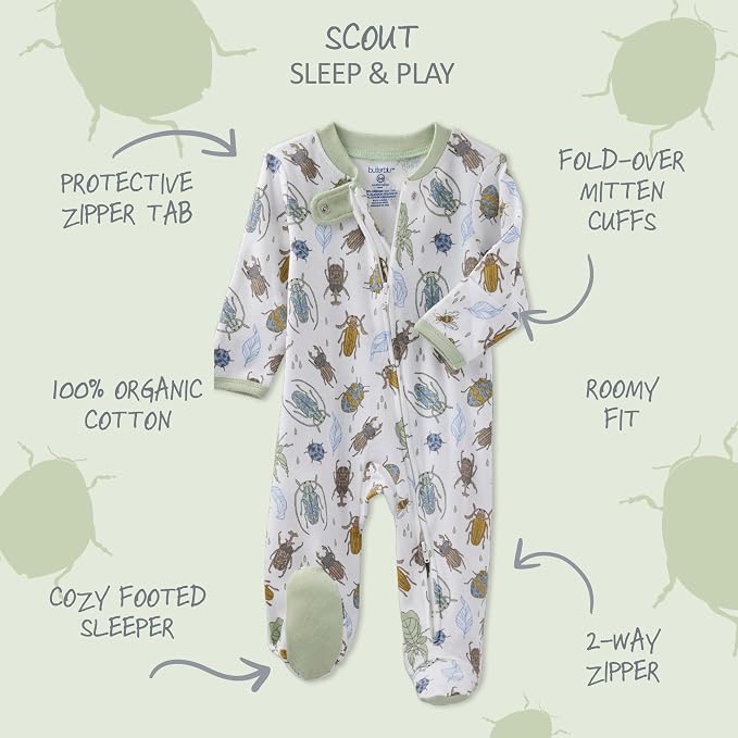 Butterblu Scout Sleep & Play 100% Organic Cotton Footed Zip Front PJs | GOTS - Image 2