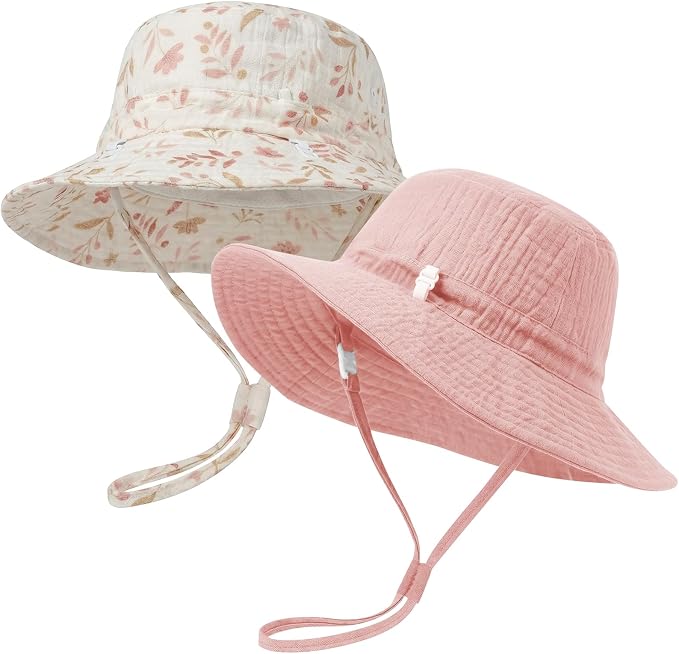 Play Tailor 2 Pack Newborn Baby Sun Hat Breathable Muslin Cotton Cap 0-24M | by PlayTailor