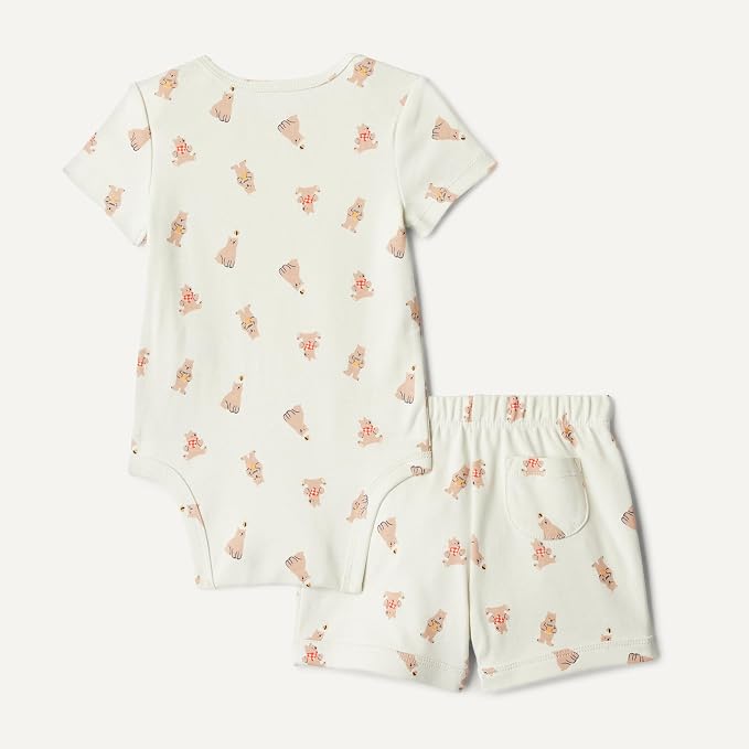 Amazon Essentials Unisex Toddlers' Short Sleeve 100% Cotton Bodysuit and Short - Image 3