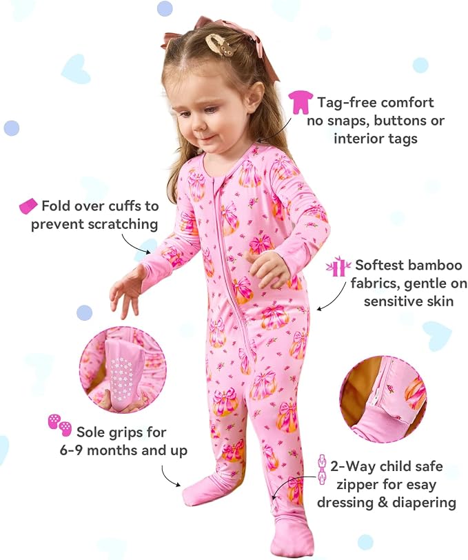 babee Reshinee Viscose Derived from Bamboo Baby Footie Pajamas Convertible - Image 2