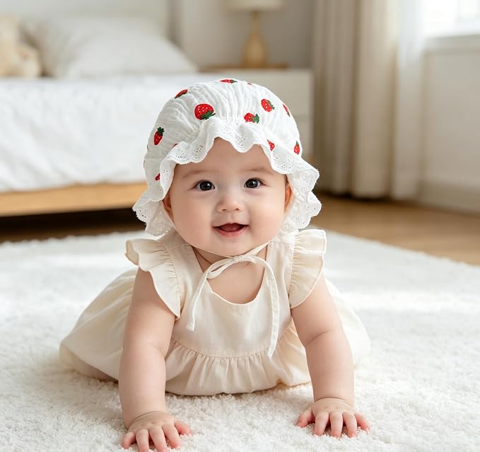 Baby-Girl Soft Breathable-Bonnet Newborn-Infant-Eyelet-Beanie Lace-Sun-Hat | - Image 4