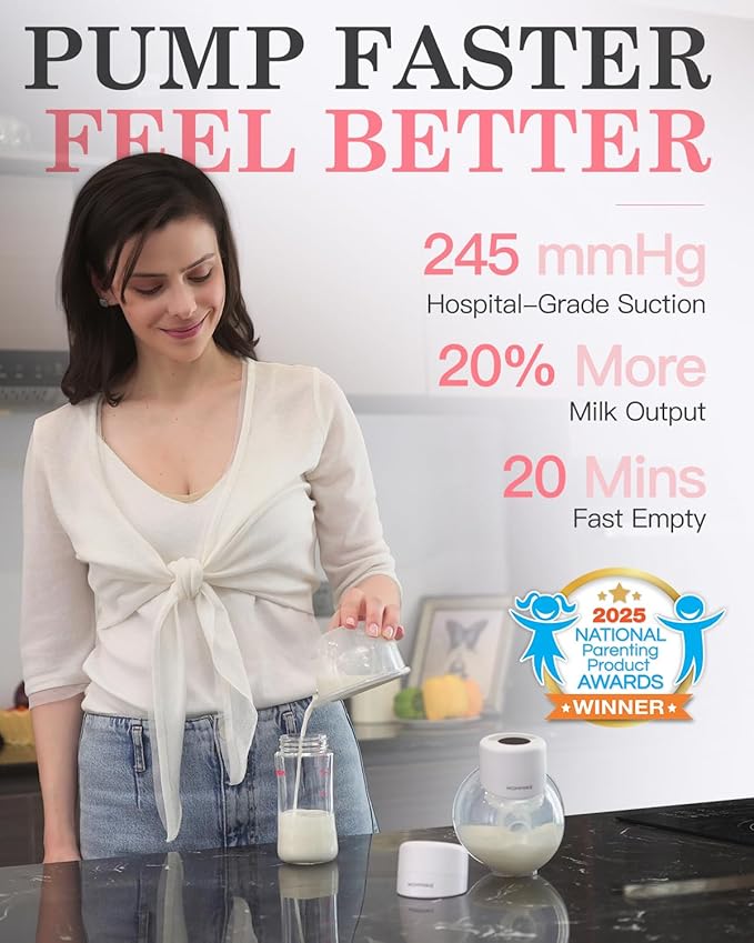 Wearable Breast Pump S12, Hands Free Wearable Breastfeeding Pump with Adjustable Suction, Electric Portable Wireless Breast Pump, 24mm, 2 Pack, White