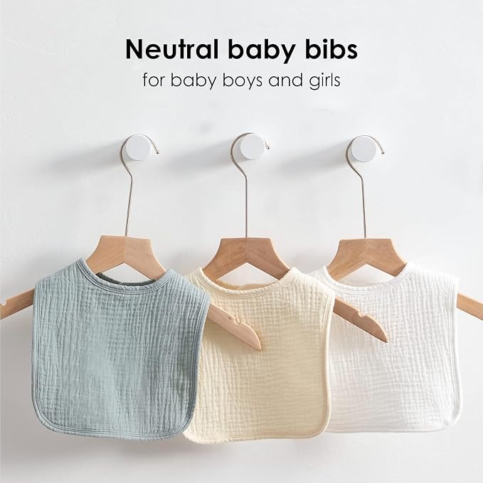 Muslin Baby Bibs for Boys Girls, Soft Cotton Baby Drool Bibs, Drooling and - Image 4