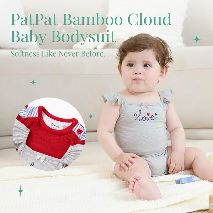 PATPAT Baby Girl Bamboo Viscose Bodysuits Set - Image 2
