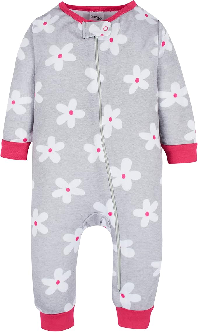 Onesies Brand Baby Girls 3-Pack Snug Fit One Piece Cotton Pajamas - Image 4