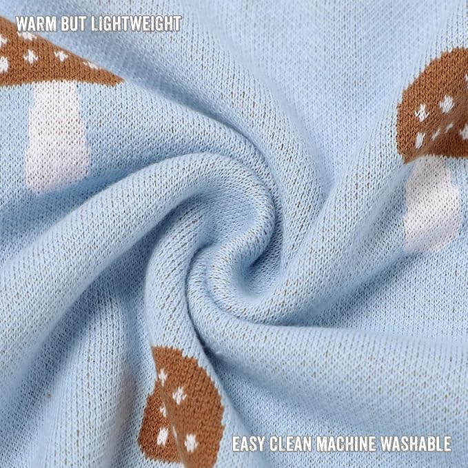 Mushroom Baby Blanket for Boys 100% Cotton Buttery Soft Cozy Receiving Swaddle - Image 5
