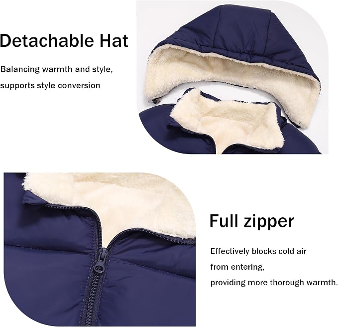 Baby Winter Coats Toddler Hooded Jackets Cotton Warm Lined Puffer Outerwear - Image 3
