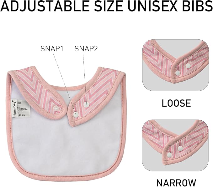 10 Pack Cotton Snap Bibs for Baby Boy Girl, Super Soft Drool Bibs for Teething - Image 3