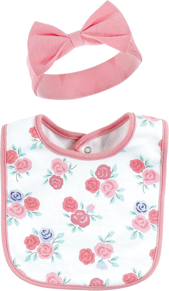 Hudson Baby Unisex Baby Cotton Bib and Headband Set - Image 4