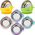 Nuogo 6 Pcs Stainless Steel Baby Bowls with Removable Silicone Shell 304 Toddler Bowls Kids Anti Scald Snack Container for Food Feeding, Dishwasher Safe(Cute Color,Suction-d)