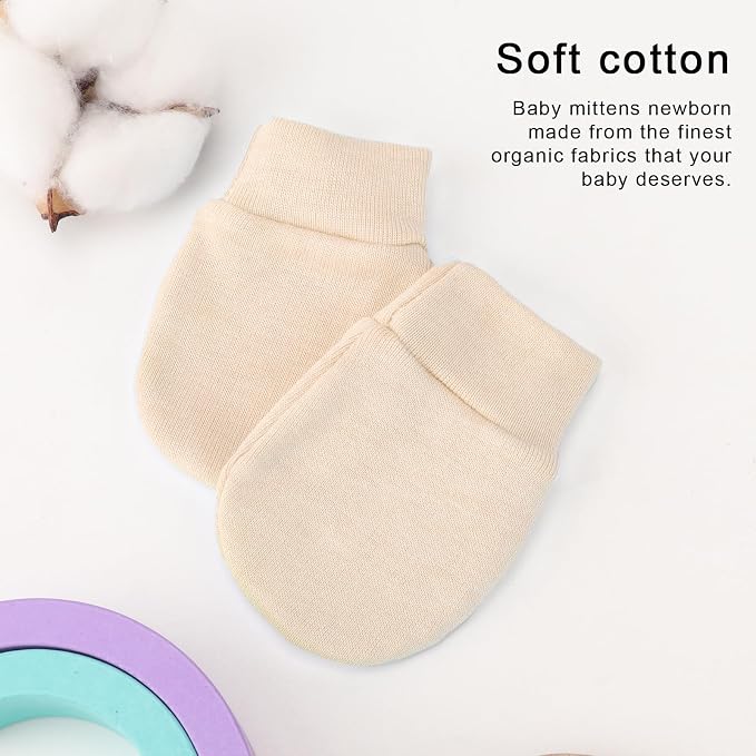 BQUBO Newborn Infant Toddler Mittens No Scratch Cotton Elastic Wrist Gloves - Image 4