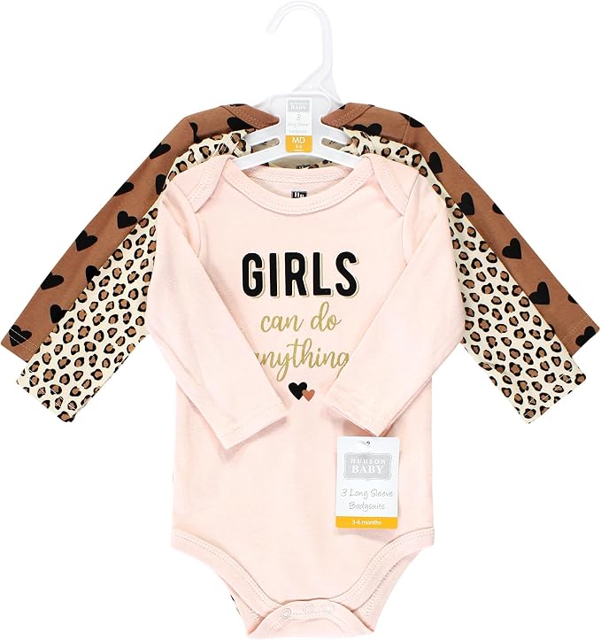 Hudson Baby Baby Girls' Cotton Long-sleeve Bodysuits 3-pack - Image 2