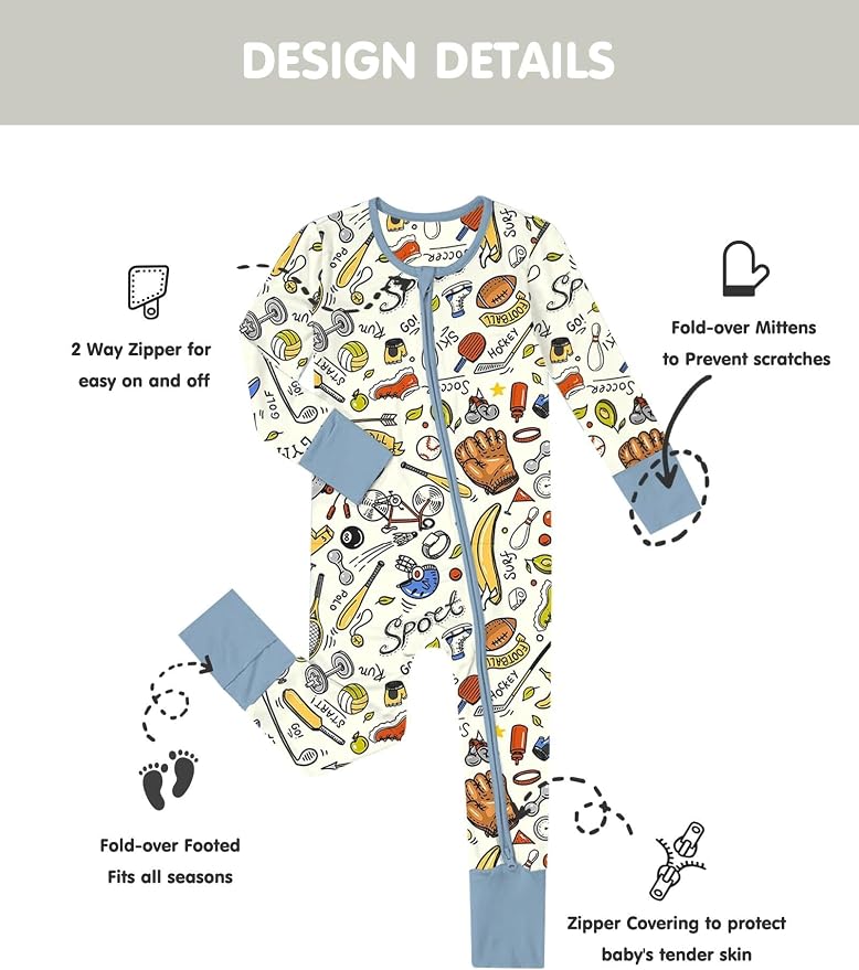 Jimonda Unisex Baby Zipper Footies Pajamas 3-Pack - Image 4